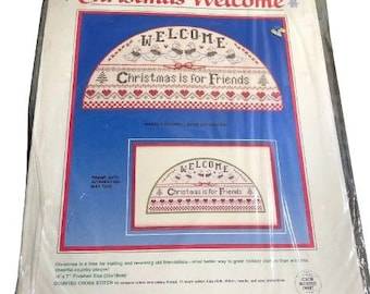 Dimensions 1986 Welcome Christmas Is For Friends Counted Cross Stitch Kit #8333