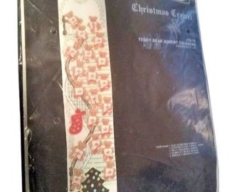 Janlynn USA Charmin Teddy Bear Advent Calendar Christmas Crewell#50-74 Vintage