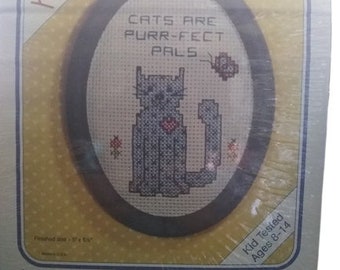 The New Berlin Co Kits for Kids Counted Cross Stitch Kit Cats are Purr-fect Pals