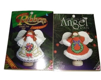 Counted Cross Stitch Angel Dolls #1760 Doves and #1654 Wreaths New