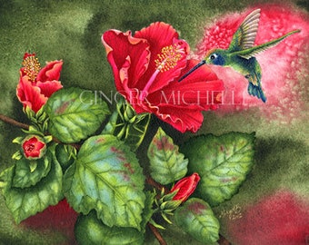 Abundance, Hummingbird Giclee Art Print 11"x14"