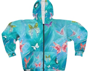 Unisex Zip Hoodie-Whimsical Butterflies