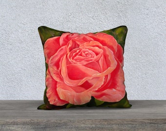 18" x 18" Rose Painting Pillowcase - cover only