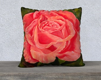 Taie d'oreiller peinture de roses 22 x 22 pouces - housse uniquement