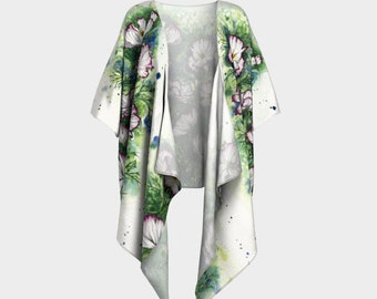 Kimono drapé fleurs cosmos