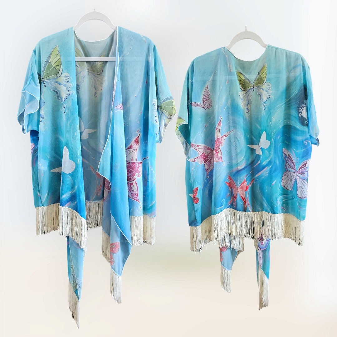 Fuchsia Lace Butterfly Kimono main image 1