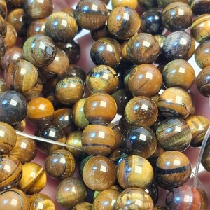 8 mm Tigeraugenperlen, 40 cm langes Seil aus natürlichen Rundperlen