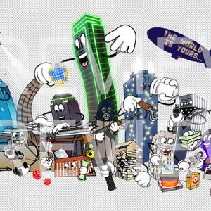 Dallas Cartoon Skyline - Digitale Kunst Download - SVG PDF PNG