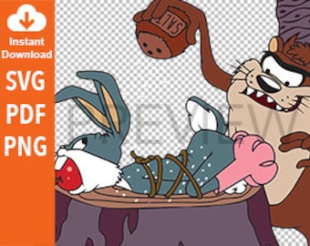 Måltid, kaninmiddag, Taz och insekter - digital konst nedladdning svg, pdf, 300 dpi png