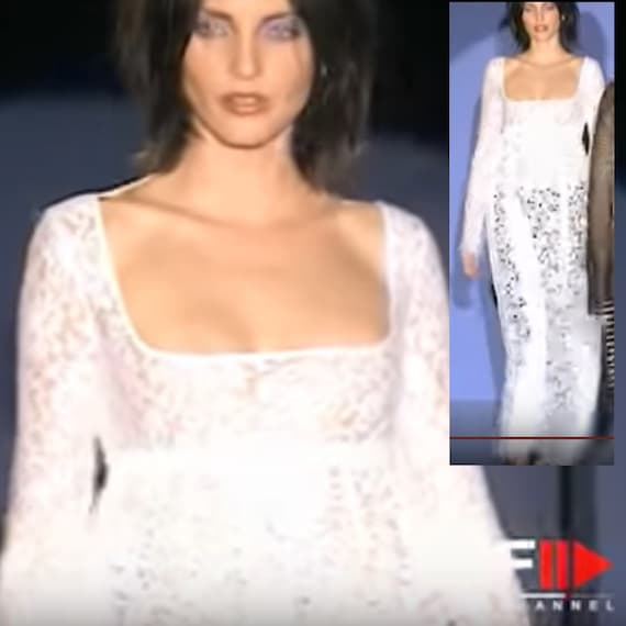 Runway! Tom Ford Gucci 1996 s/s dress white lace … - image 2