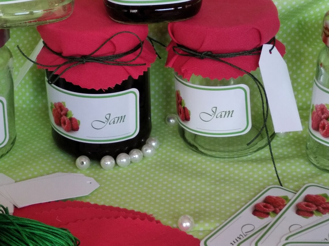 Jam jar Lid covers BURLAP includes twine bands labels TAGS x Etsy