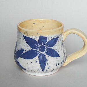 Handmade Ceramic Purple Floral Mug