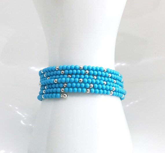 Memory Wire Beaded Bangle Bracelet - image 5