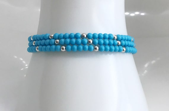 Memory Wire Beaded Bangle Bracelet - image 1