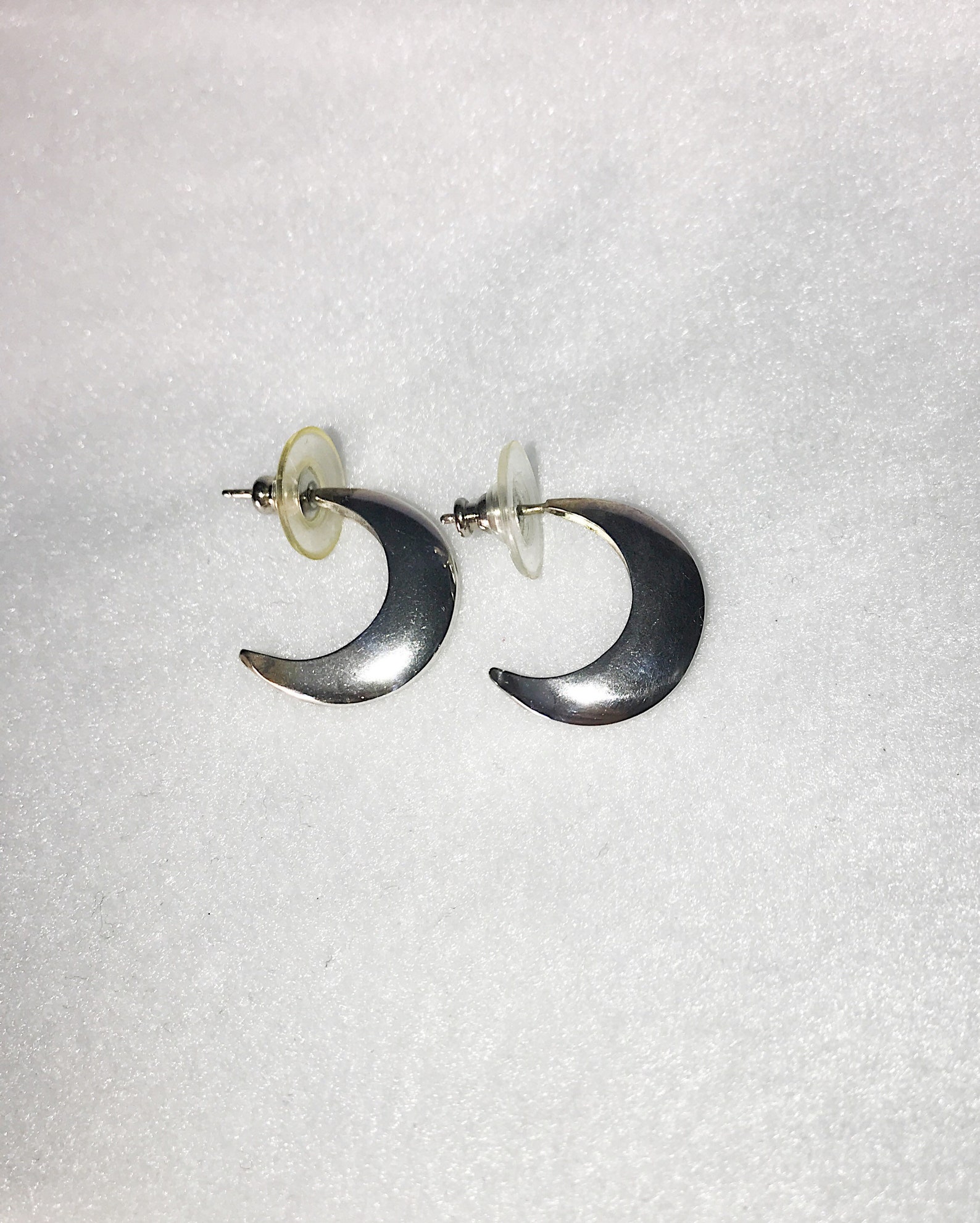Sterling Silver Vintage Half Moon Earrings Etsy