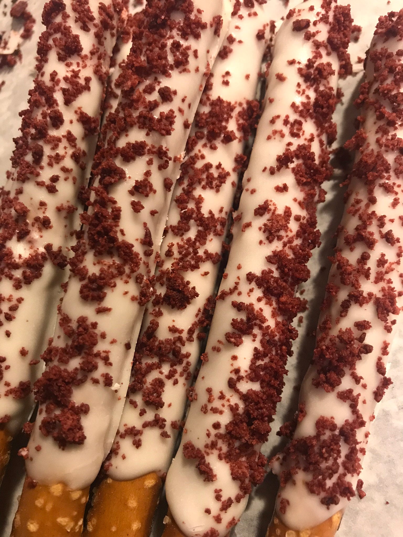 Red Velvet Pretzel Sticks (12)  | Red Velvet, Cookies n Cream, Cinnabon, White Chocolate, and more