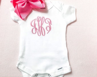 monogrammed newborn onesie