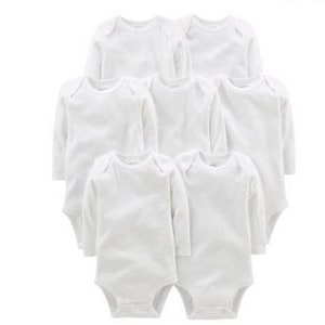 Pode incluir: Um conjunto de dez bodies brancos de manga comprida para beb&ecirc;.