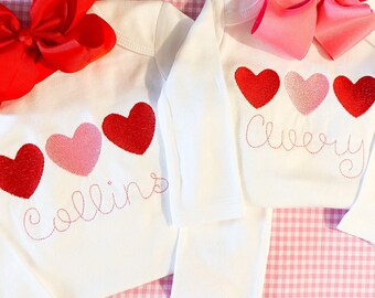 Heart Trio Outfit, Valentines Shirt, Valentine’s Day outfit, Baby Valentines Day, Heart Outfit, Heart shirt