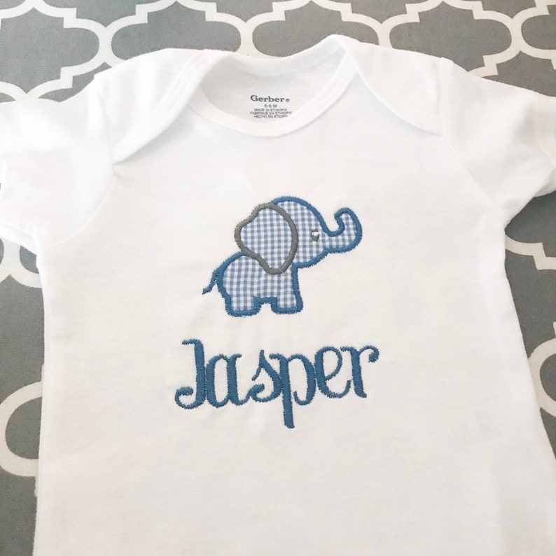 Applique Onesie Elephant Onesie Baby Boy Onesie Baby Boy Etsy