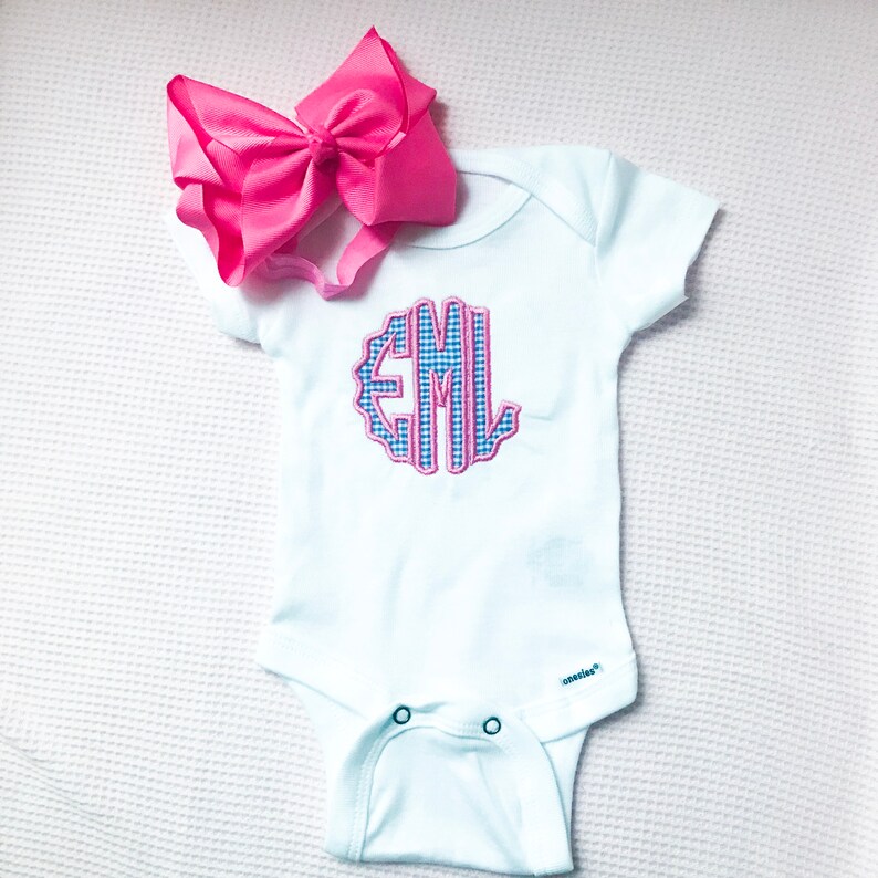 Baby Girl Onesie Monogrammed Onesie Girl Monogram Etsy