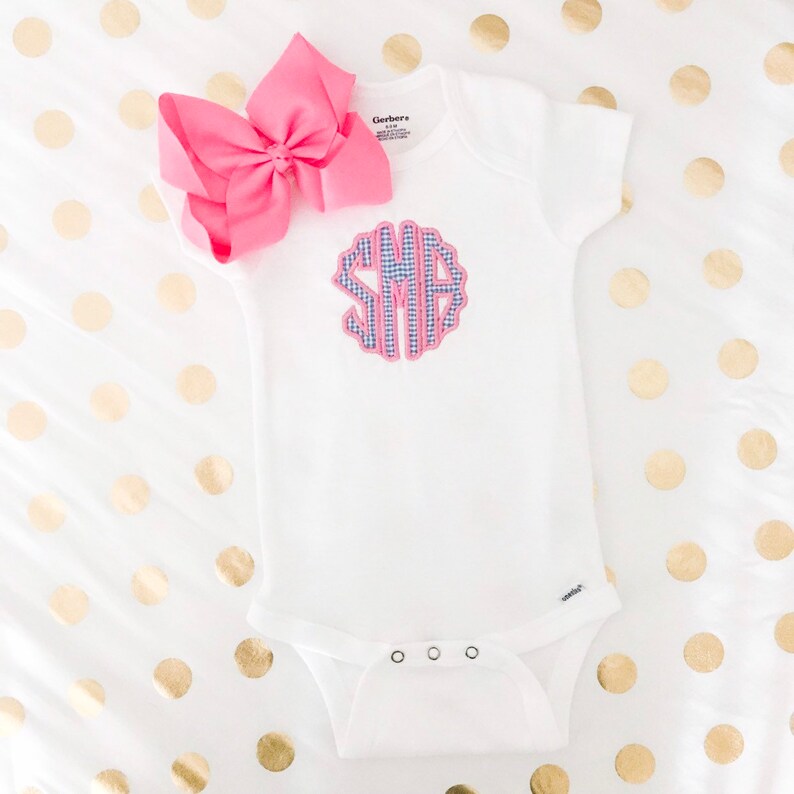 Baby Girl Onesie Monogrammed Onesie Girl Monogram Etsy