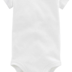 May include: White short-sleeve baby onesie with a snap closure. The onesie has the text "simple joys" on the front.