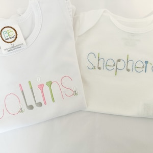 Tenue body police de golf, chemise de golf, chemise de golf rose, tenue de golf pour petit garçon, tenue de golf pour bébé, tenue de golf pour bébé, tenue de golf, tenue de fille