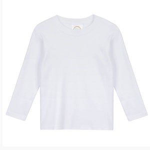 May include: A plain white long-sleeved t-shirt.