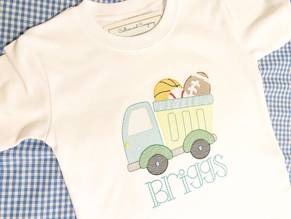 Little boys shirt, Sports shirt, truck shirt, boys shirt, personalized truck shirt