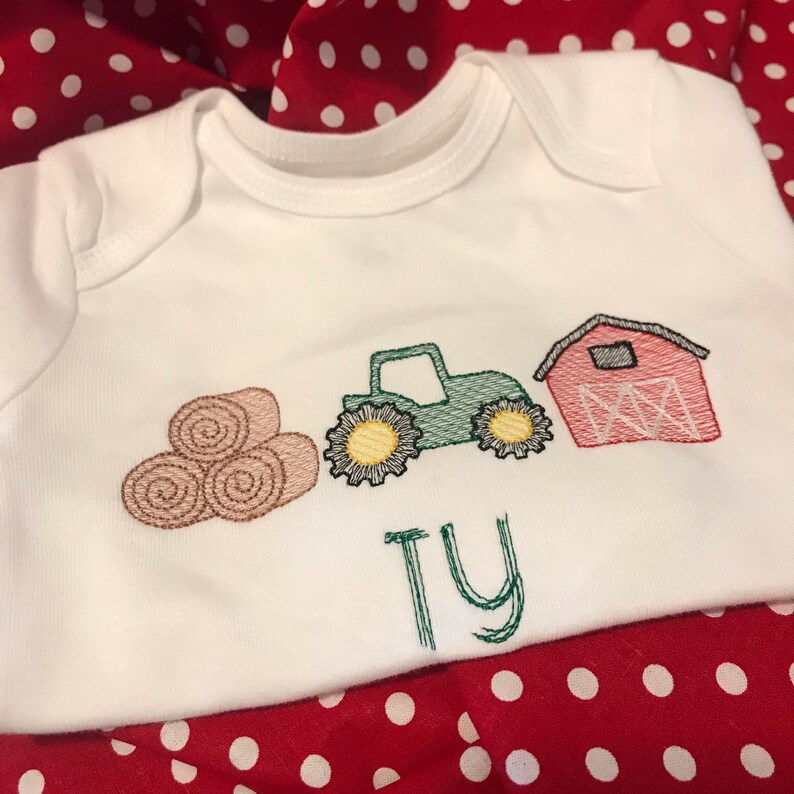 Farm Onesie Boy Farm onesie Tractor onesie Farm Etsy