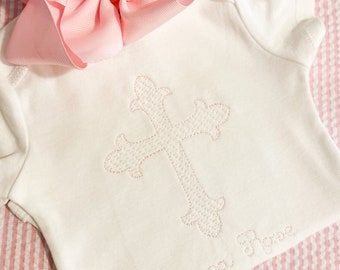 Baptism bodysuit outfit, Baptism outfit, Personalized bodysuit, Cross bodysuit, baptism bodysuit, personalized outfit, Baptism, cross