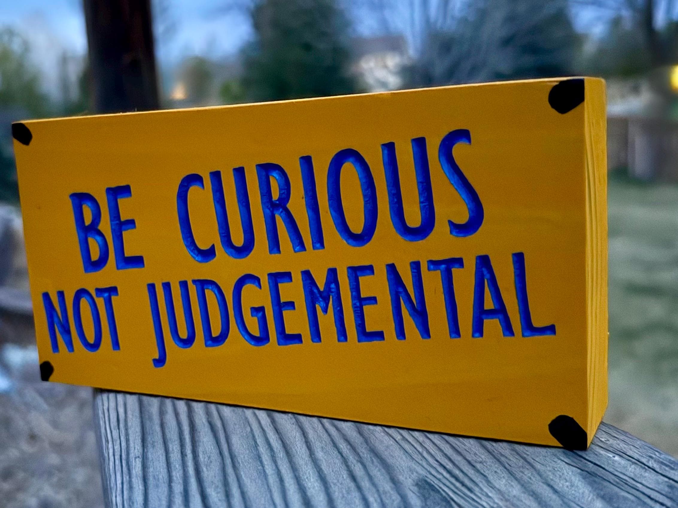 Yellow and Blue Be Curious Sign - Etsy