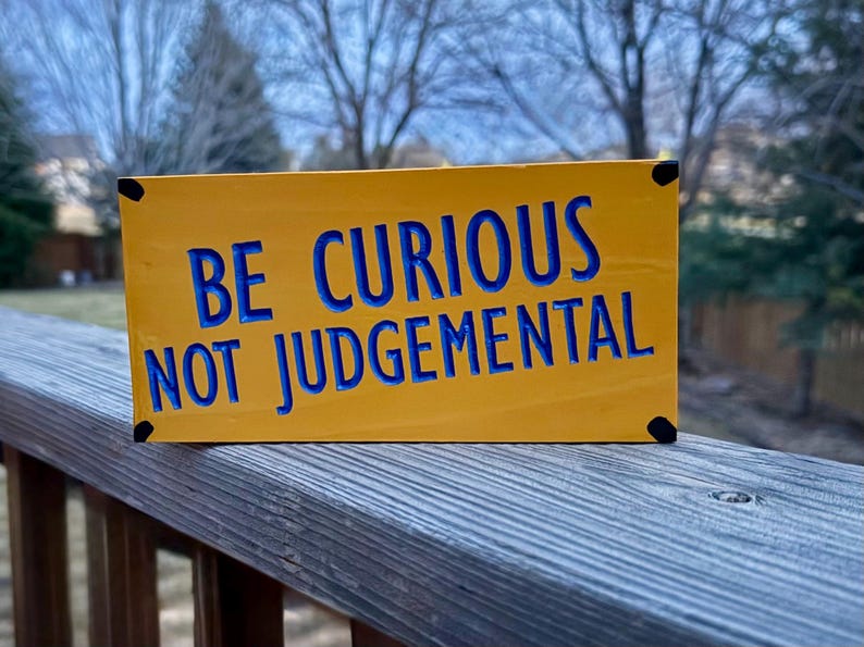 Yellow and Blue Be Curious Sign - Etsy