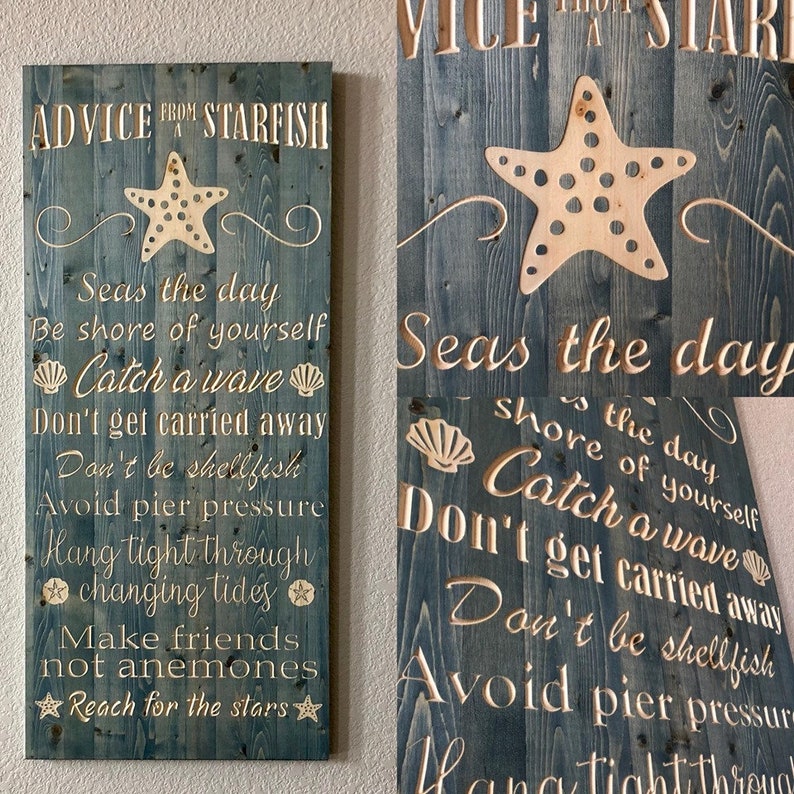 Advice from a starfish engraved wall hanging