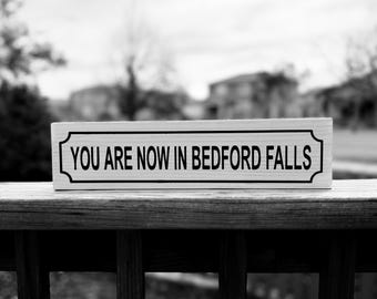 Bedford Falls Sign - It's a Wonderful Life, Carved Wood Mantel Decor