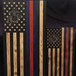 Marine Corps Blood Stripe American Flag
