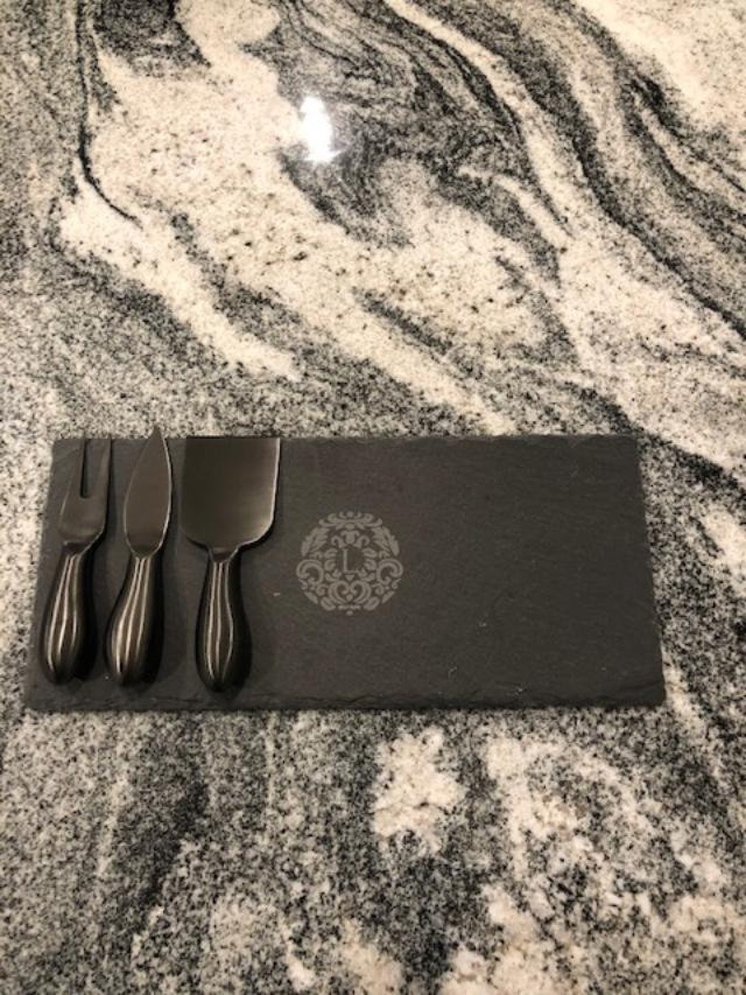 Personalized Slate Cheese Board & Utensils Etsy