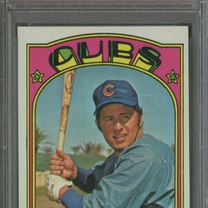 Honkbalkaart Ron Santo Topps uit 1972 # 555 Chicago Cubs PSA 9