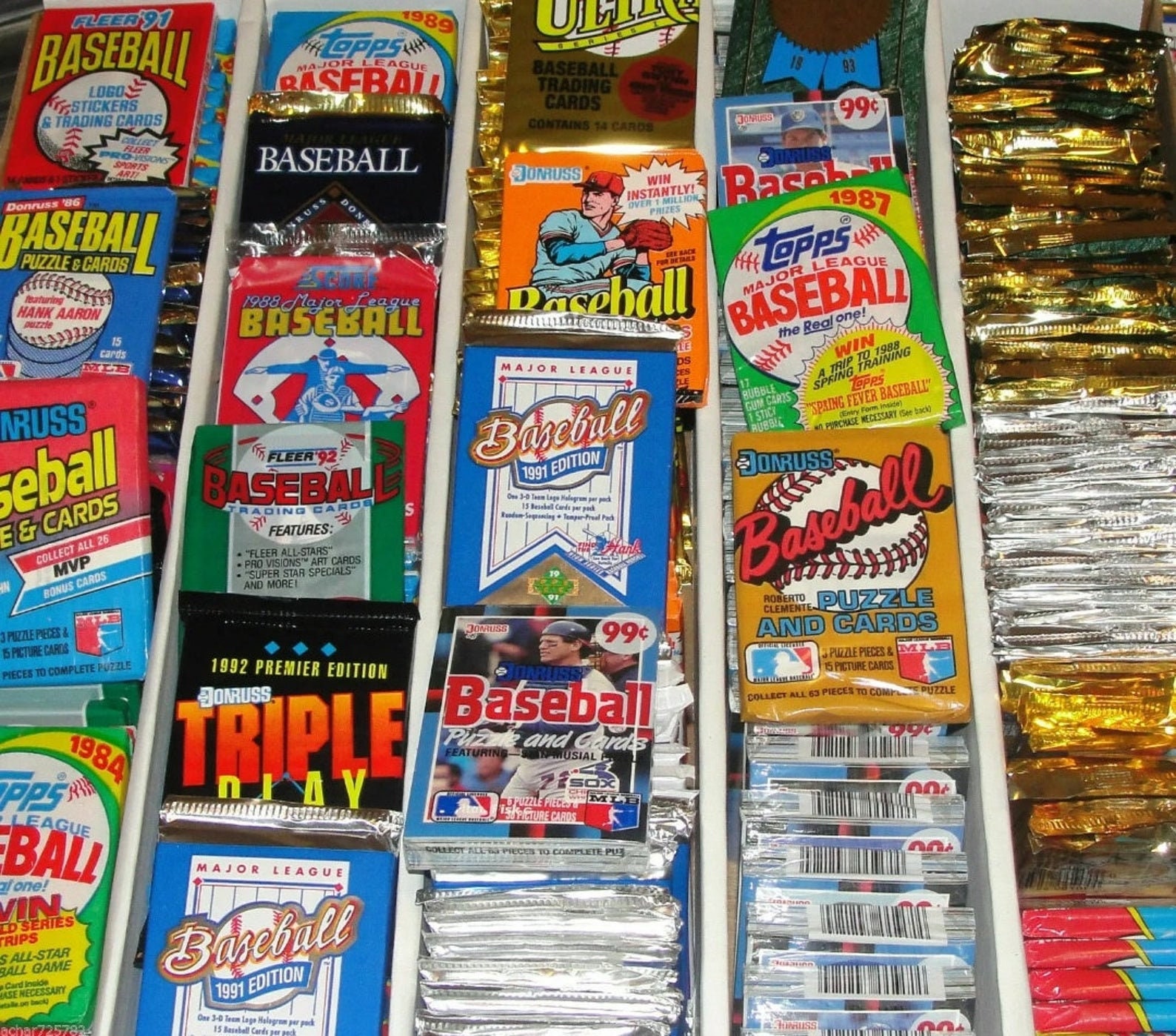 Vintage Baseball Karte Vielfalt Lot ~ 25 ~ Ungeöffnete Packungen Aus