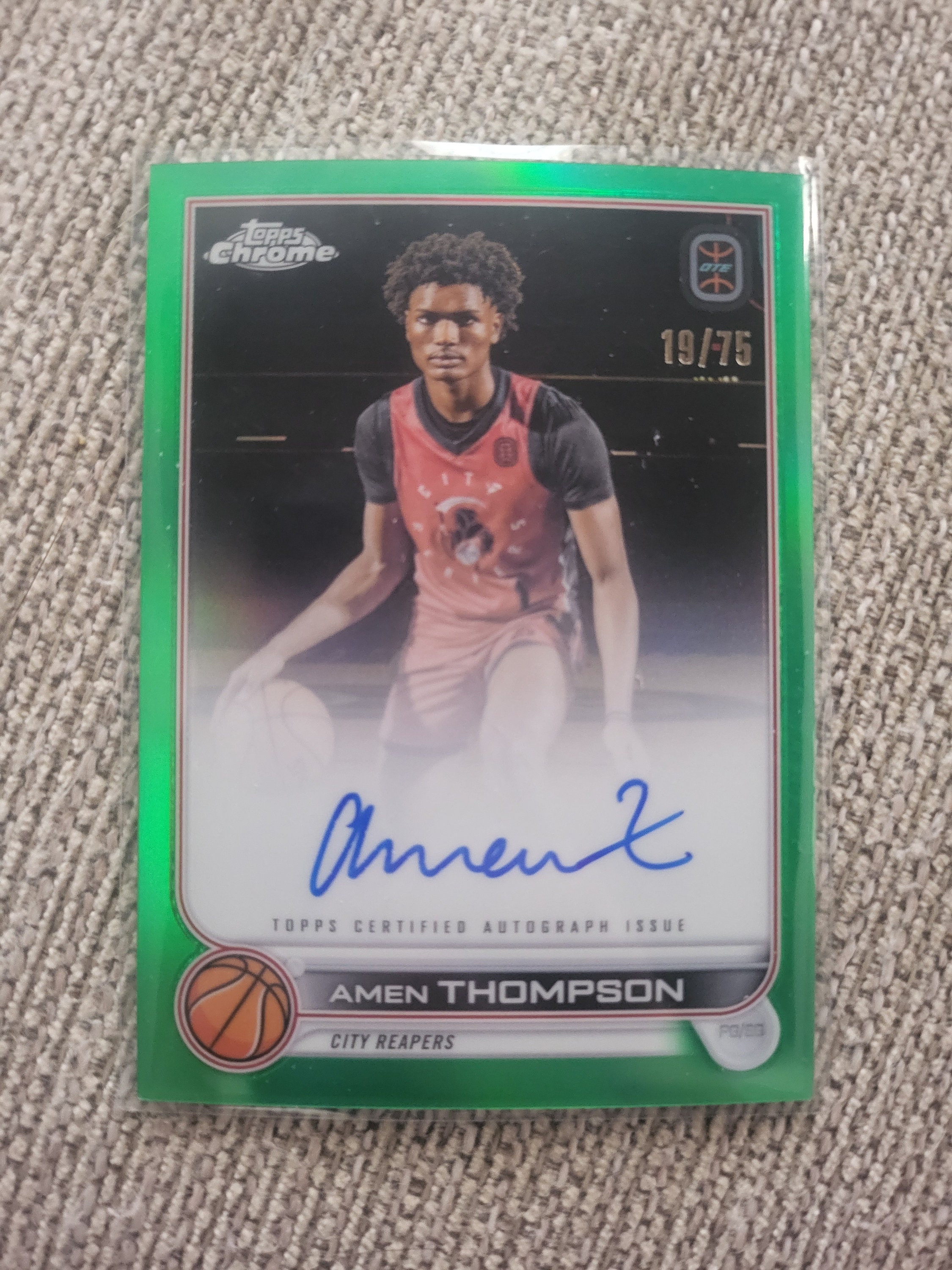 2022-2023 Topps Chrome OTE Amen Thompson Green Wave Auto Signed /75 CA-AMT2
