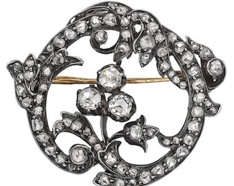 Victorian Rose Cut Diamond Brooch , Silver Purity 92.5 ,Handmade Brooch