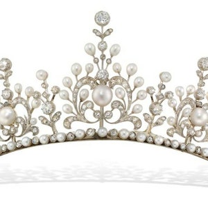 Victorian Rose Cut Diamond and Pearl Tiaras, 6.75ct Diamond,  Silver Purity 92.5 ,Handmade Tiaras/Crown Wedding Tiara Crown