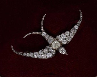 Antique Rose Cut Diamond Bird Brooch, Silver Purity 92.5 ,Handmade Brooch