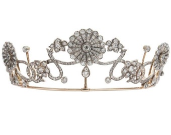 Victorian Rose Cut Diamond Tiaras, 16.12ct Diamond,  silver purity 92.5 ,Handmade Tiaras/Crown Wedding Tiaras crown