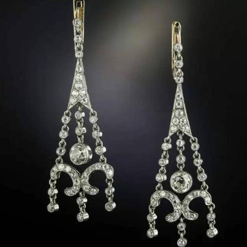 Victorian Rose Cut Diamond Earrings 5.15ct Diamond Silver - Etsy