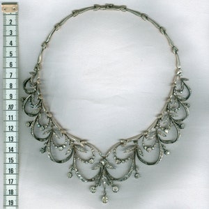 Victorian Rose Cut Diamond Necklace, 10.78ct Diamond, Silver Purity 92. ...