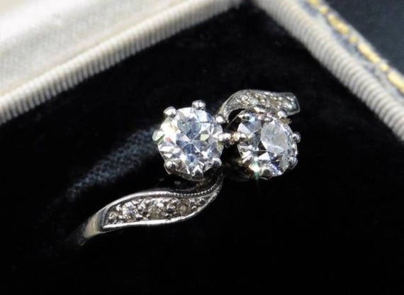 American Diamond & Rose Cut Diamond Sterling Silver Ring