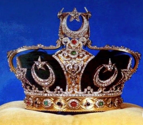 Reproducción de corona imperial/Corona vintage de circón/Corona de plata de  ley hecha a mano/Réplica de corona vintage real