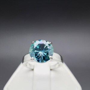 5 Ct Blue Diamond Ring in Quality AAA Clarity Certified  Silver Purity 92.5 ,Handmade Ring
